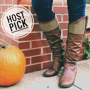 Studded Knee-High Fall Boots